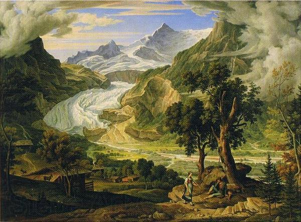 Joseph Anton Koch Grindelwald Glacier in the Alps. Spain oil painting art